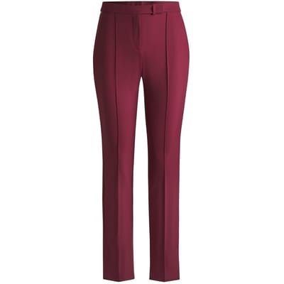 Boss Tizena-broek met hoge taille voor dames (Donkerrood)