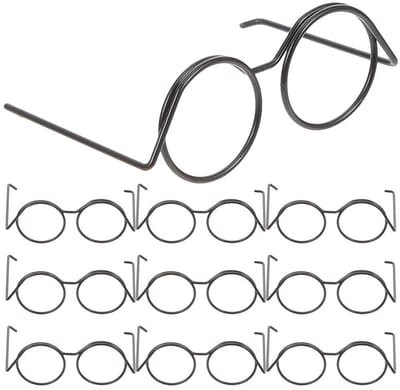 Dailygoods- Poppenbril 10 Stuks - Decoratieve Monturen - Mini-Bril voor Poppen - Zonnebril - Metalen Bril - Afmetingen 5,70 x 4,80 x 2,20 cm - Poppenaccessoire