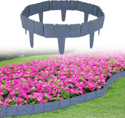 Tuinrand Steenlook - Kunststof Randen - Tuin Decoratie - Flexibel Verstelbaar - 5 Meter - Grijs