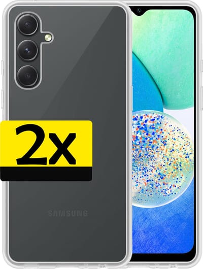 Hoesje - 2 Stuks - Geschikt voor Samsung Galaxy A14 - Sterk & Shockproof - Case Siliconen - Back Cover - Telefoon Hoes - Telefoonhoesjes - Transparant