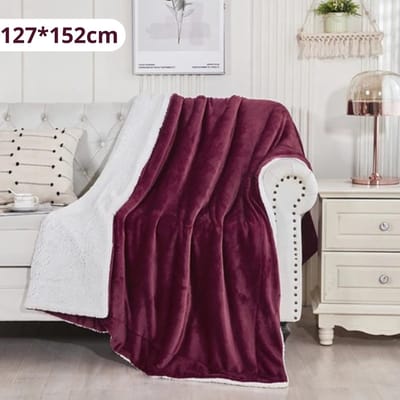 Bovista Deken - Pluche - Wollen - Dekentje - Fleece - Plaid - Knuffeldeken - Bank Deken - 1 Persoons - Bordeaux Rood