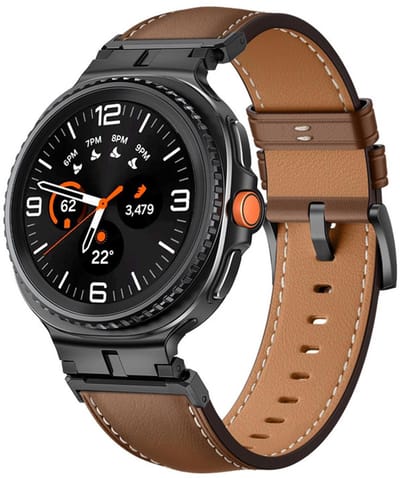 Luxe leren bandje - geschikt voor Samsung Galaxy Watch 8 (40mm) / Galaxy Watch 8 (44mm) / Galaxy Watch 8 Classic - rvs gesp - zwart bruin