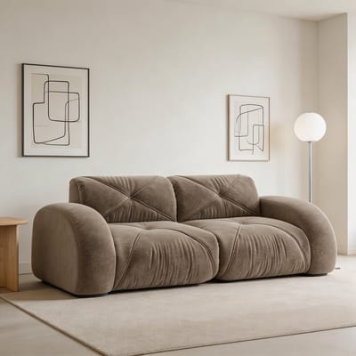 Komhtom - Frameloze modulaire 2-zitsbank - van comfortabele chenille-stof - 32D-schuim met hoge dichtheid - antislipontwerp en geen montage nodig - geschikt voor woonkamers - bruin