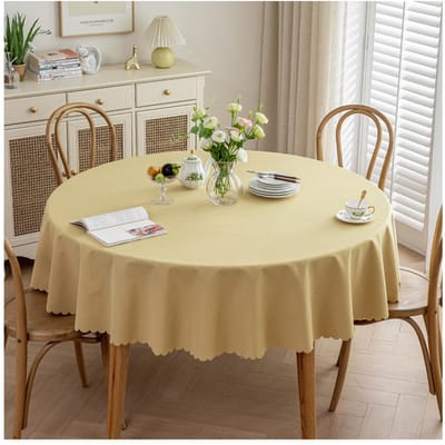 rond, vlekwerend, linnenlook, waterdicht, geel, diameter 120 cm