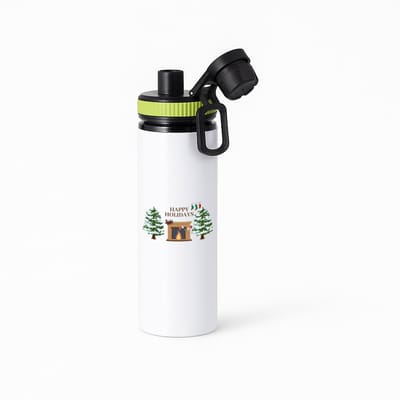 Hacebo® - Kerst happy holidays waterfles met draaidop groen - Kerstmis - Kerst beker - winter - kerst - christmas - kerst cadeau - water fles - 850ML