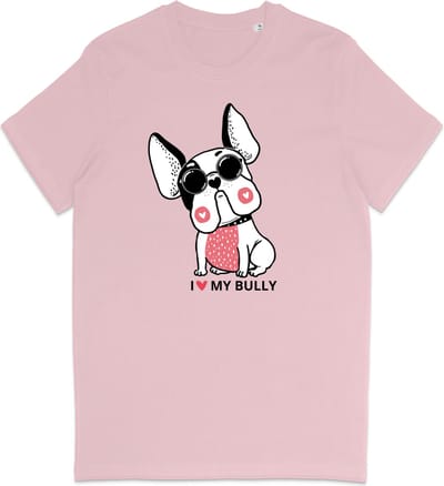 T Shirt Dames - T Shirt Heren - Ik Hou van Mijn Bulldog - Roze - XS