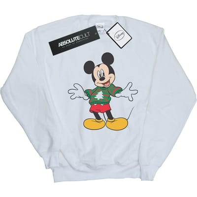 Disney Heren Mickey Mouse Kersttrui Stroke Sweatshirt (Wit)
