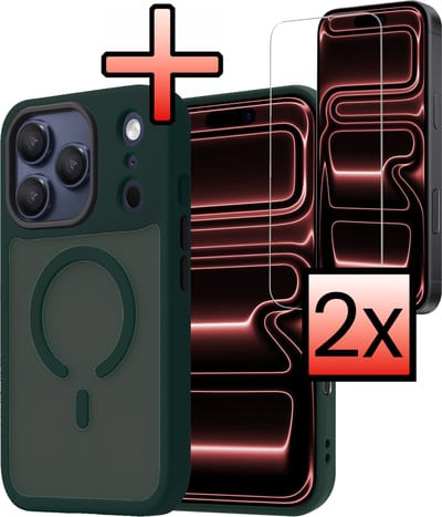 Hoesje - 2 Stuks - Geschikt voor Apple iPhone 17 Pro - Magsafe Compatible - Sterk & Shockproof - Back Cover - Shock Proof Case - Telefoon Hoes - Donkergroen
