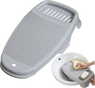 Wasbord - Mini-Handwasbord - Ondergoed Washboard - Washboard Voor Kinderen - Antislip - Huishoudelijk Gebruik Voor Studenten - Gebruikt Om Kleding En Kleine Artikelen - Met De Hand Te Wassen - Perfect Voor Kleding En Sokken Wassen - Kunststof - Grijs
