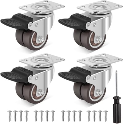 Dailygoody - Zwenkwielen - Dubbelwiel ontwerp - 400kg draagvermogen - Zwarte rubber wielen - Stil en niet-merkerend - Geschikt voor meubels - Set van 4