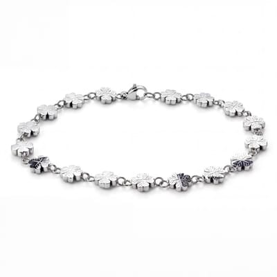 Clover | 7 mm zilverkleurige roestvrijstalen klaverarmband