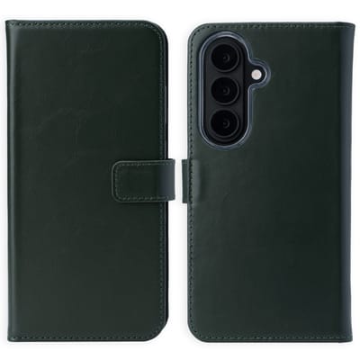 Selencia Hoesje - Geschikt voor Samsung Galaxy S26 Plus - Echt Lederen Bookcase - Groen