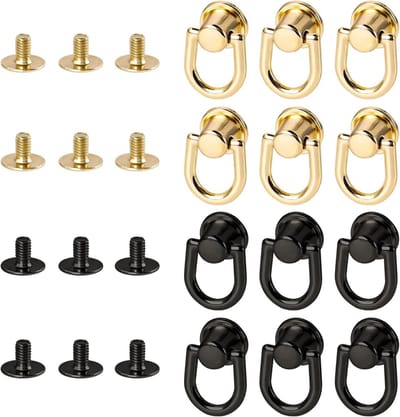 12 Stuks D Ring Hoofdrivets van Metaal met D-Ring voor DIY Tassen, Telefoonhoezen en Rugzakken