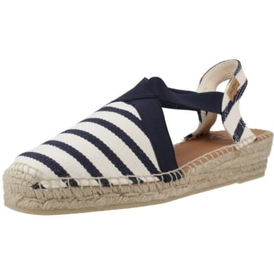 Veganistische espadrille van gestreept katoen voor dames met sleehak | VINAROS
