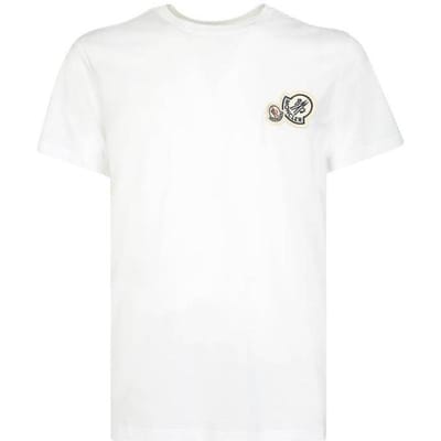 Moncler FW22 Logo Print Effen Kleur Ronde Hals Korte Mouw T-shirt Heren Tops Wit 8C000268390Y001 S white