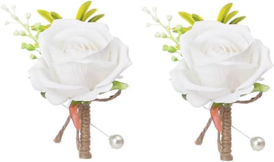 2x Corsage & Boutonnière Set Roze Kunstbloemen voor Bruiloft, Gala en Feest - Bruidsboeket Accessoire