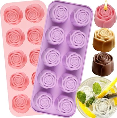 Siliconen Bakvorm - 2 stuks - met 20 roosjes - Herbruikbaar - Bpa-Vrij - Chocoladevorm - Bonbon Vorm - Gemakkelijk schoon te maken – hobbybakkers en professionals - voor het maken van chocolade, snoep, ijsblokjes, pudding, gelei, kaarsen, zeep