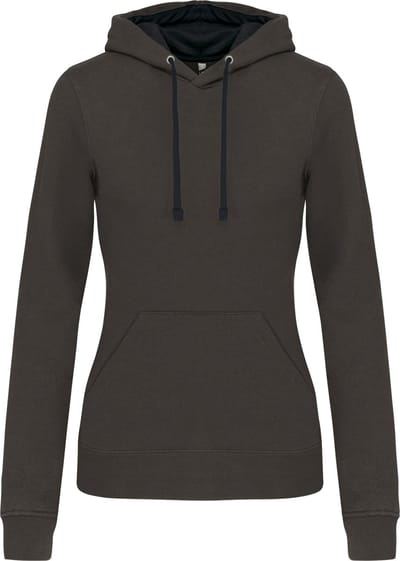 Kariban Damessweater met capuchon in contrasterende kleur K465 - Dark Grey / Black - XS