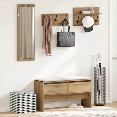 vidaXL - Halmeubelset - 4 - st - Ambachtelijk - Eiken - 90 - x - 31 - x - 46,5 - cm