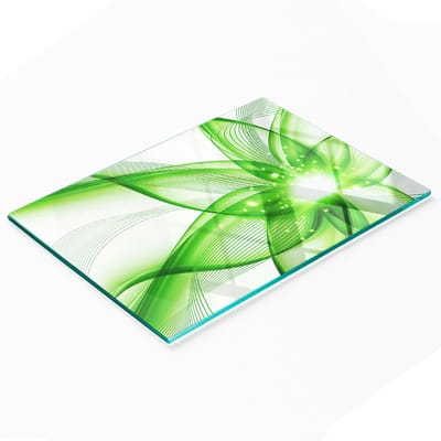 Decoratieve keukensnijplank van gehard glas met abstractiemotief, 80x52 cm