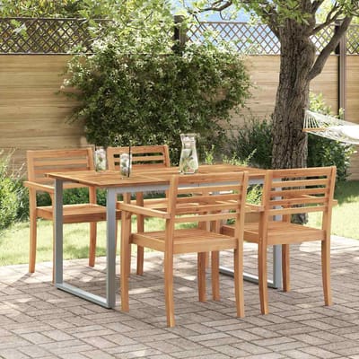 vidaXL Tuin Tafel Grijs 140 x 80 x 75 cm Massief Acacia Hout