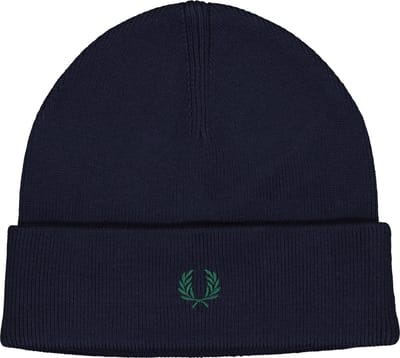 Fred Perry merino wol beanie muts - marine blauw