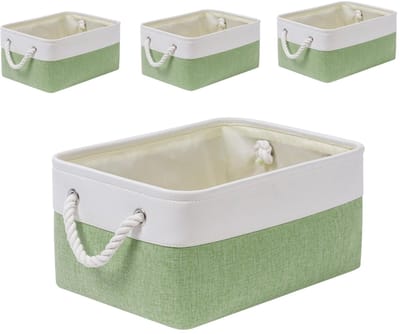 Opbergmand met handgrepen voor planken speelgoedkleding, slijtvast en versterkt (L, set van 4 stuks)