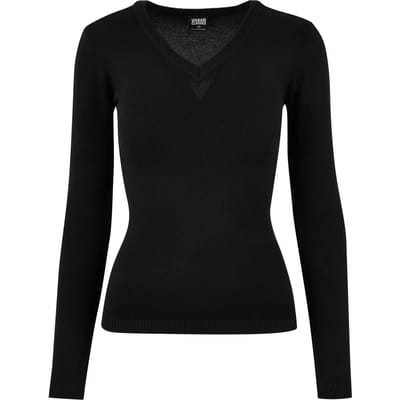 Urban Classics - Knitted VNeck Longsleeve top - 4XL - Zwart