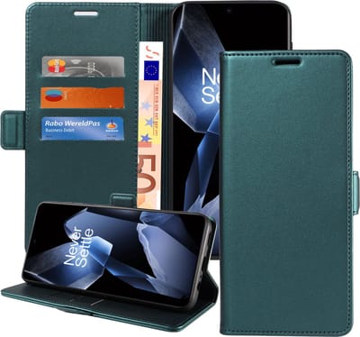 Geschikt voor OnePlus 13 Hoesje - Book Case Hoesje - Uitneembaar Hoesje - Magnetische Sluiting - Portemonnee Turqoise