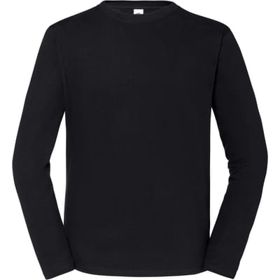 Fruit of the Loom Heren Iconic Premium T-shirt met lange mouwen (Zwart)