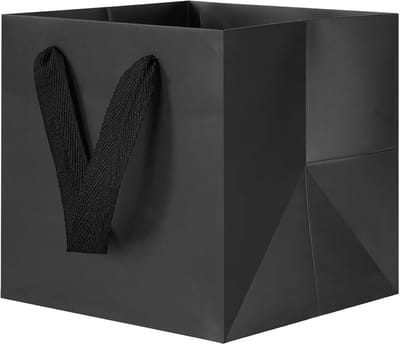 Papieren Geschenkzakken - Cadeautasjes Kraft - Feestelijke Cadeaus Verpakken - Verdikte Bodem Film Coating - 6x6x6 Inch - Zwart