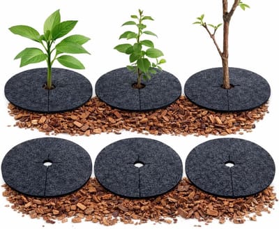 Vilten Mulchschijf - Onkruiddoek - Tuinonderhoud - Waterdoorlatend - Set van 6 - Antraciet