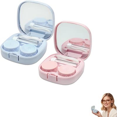 Set van 2 stuks - contactlenshouder - Reiscontactlenshouder - Draagbare contactlenshouder - Oogverzorgingsset - Inclusief inbreng- en uitneemtool voor contactlenzen - Geschikt voor dagelijks gebruik en buitenactiviteiten