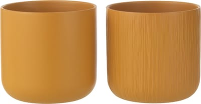 J-Line bloempot Gen - keramiek - oker - large - 2 stuks - Ø 18.5 cm