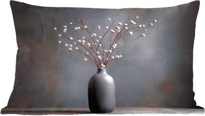 Sierkussens - Kussentjes Woonkamer - 60x40 cm - Takken - Vaas - Bolletjes - Wit