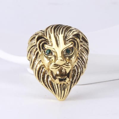 Vintage Animal Lion Head Broches Strass Pak Shirt Revers Pins Corsage Unisex Sieraden Geschenken Voor Mannen En Vrouwen Accessoires beige