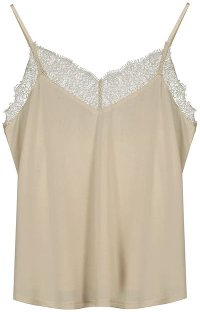 Only Lsuhoney Cupro Mouwloos T-shirt Beige M Vrouw