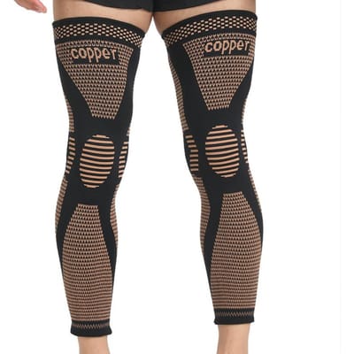 Kniebeschermers met koperionen voor hardlopen en voetbal, drukgevende beenbeschermers, dubbele golvenbrekende antislip kuitbescherming, nylon verlengde beschermende uitrusting XXL
