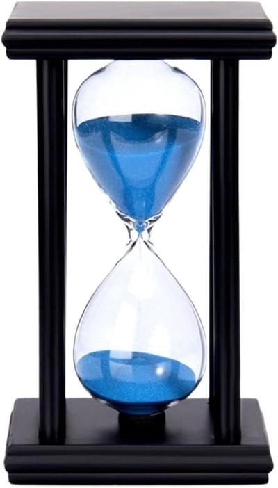 Zandloper Klok - Zand Timer - Tijd Management - Decoratief Element - 60 Minuten - Zwart Blauw