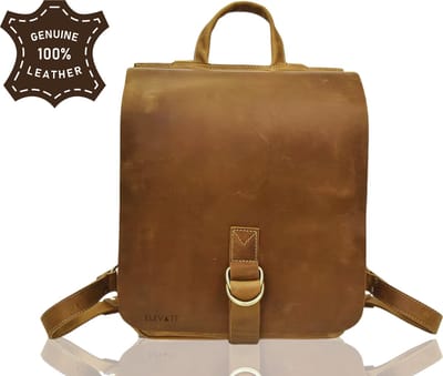 ELEVATE® Handmade Leren Rugtas – 100% Echt Leer – Vintage Crazy Horse Backpack – Dames/Heren – Bruin – Premium Full-Grain Leather