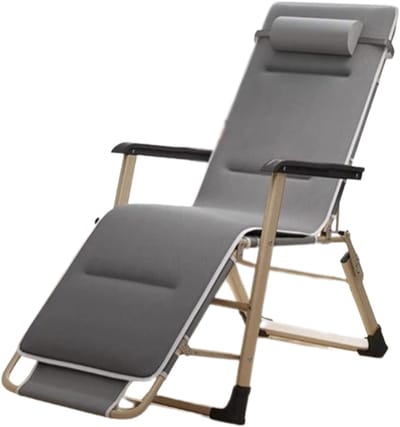 Opvouwbare Stoel - Relaxstoel Loungestoel - Buiten Zitten - Verstelbare Rugleuning - Met Kussen - Grijs Pad