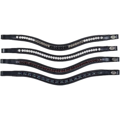 HFI Padded Wave Browband + Strass Full Zwart Navy & Blue
