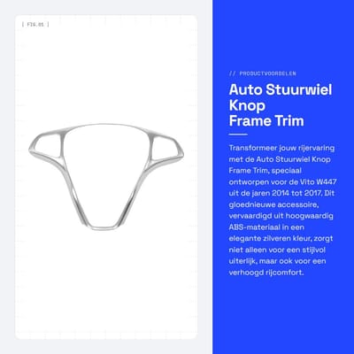 Dailygoods- Stuurwielknop Gloednieuw - Stuurwiel Knop Frame - Voor Vito W447 2014-2017 - Zilver - Hoogwaardig ABS - Eenvoudige Montage - Stuurwieltrim