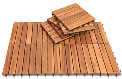 Set van 11 houten tegels 30 x 30 cm voor balkon, tuin en terras - Eenvoudig te leggen