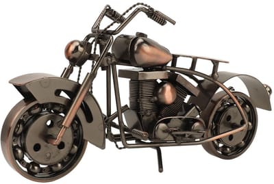 Dailygoods- Motorfiets Model Retro - Vintage Ijzeren Kunst - Decoratie Ornament - Uniek Woondecoratie - Bureau Decor - 26x13x7cm - Motor Ornament