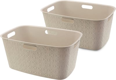 Curver Softex Wasmand - 45 liter - Set van 2 - 57x37x27cm - Beige