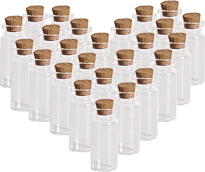 Hobby flesjes met kurken dop - 12x - glas - 10 ml - D2 x H6 cm