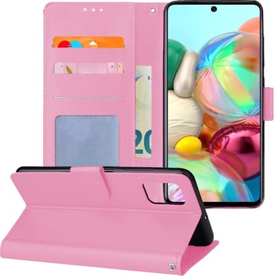Hoesje - Geschikt voor Samsung Galaxy A71 - Luxe Bookcase - Walletcase Hoes - Portemonnee - Cover - Telefoonhoes - Lichtroze
