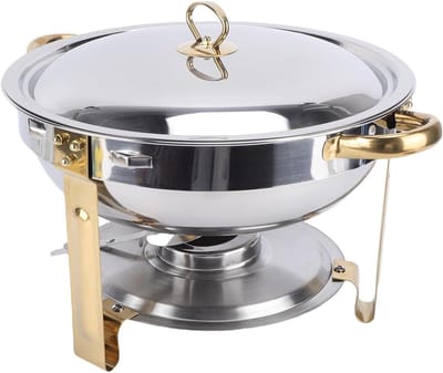 Ronde Chafing Dish - Buffet Voedselverwarmer - Eten Warm Houden - Stapelbaar Ontwerp - 45 Liter - Goud