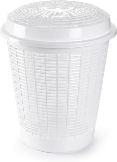 PlasticForte Wasmand met deksel - 50 liter - wit - rond - D45 x H57 cm - opbergmand